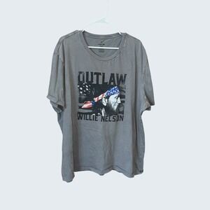 Wrangler Willie Nelson Outlaw Graphic T-Shirt Gray Mens 3XL Cotton Classic Fit